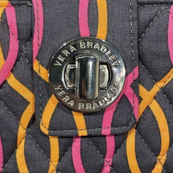 New Vera Bradley Jazzy Swirls Turnlock Wallet Retired NWT Pink Orange Gray - Picture 6 of 10